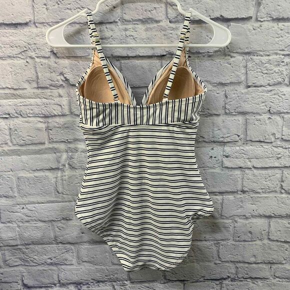 Kona Sol‎ Swimsuit Womens Small Blue and White Striped One Piece - Picture 3 of 7
